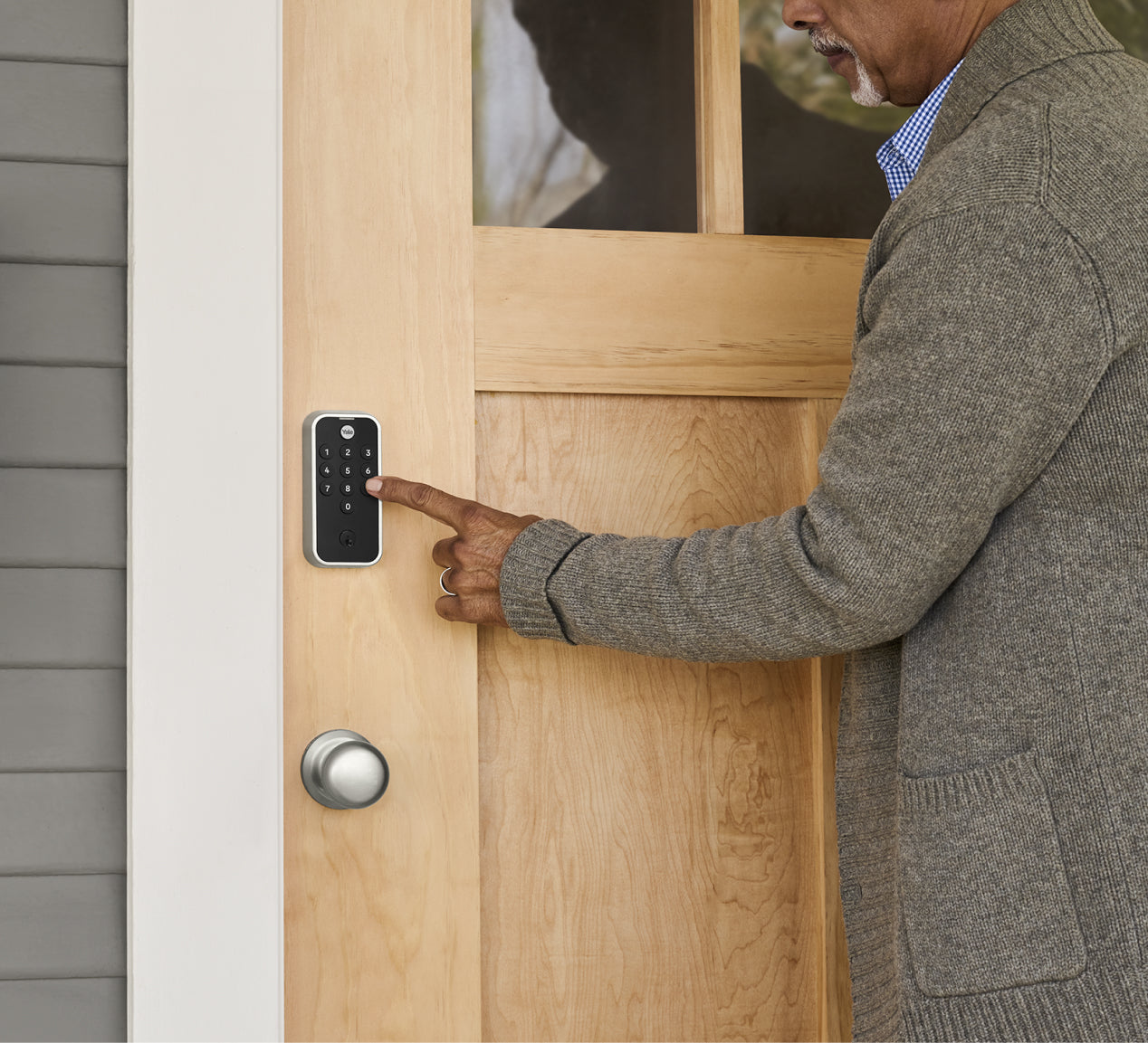 yale code keypad lock on a door
