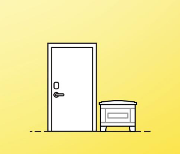 icon showing a Yale Smart Deliver Box on porch next to a white door