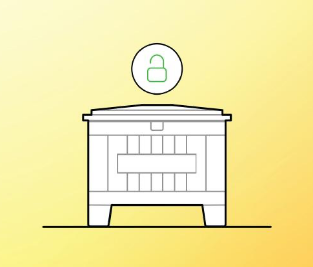 icon of Yale Smart Delivery Box with unlock icon above