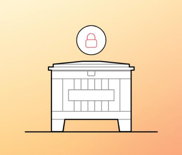 icon of Yale Smart Delivery Box with locked lock icon for secure package deliveries