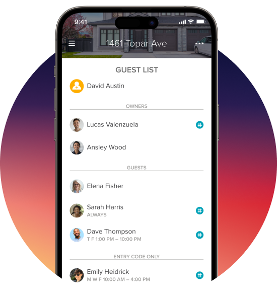 phone screen with guest list